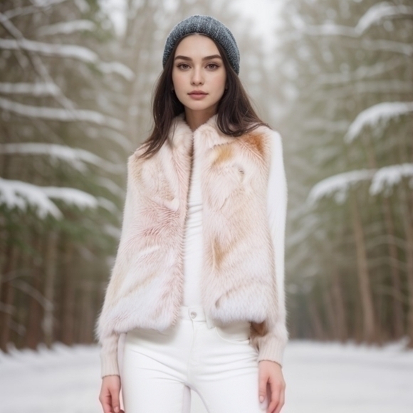 VINTAGE 80S INVESTMENTS PINK FAUX FUR ZIP VEST SZ XL - Picture 1 of 6